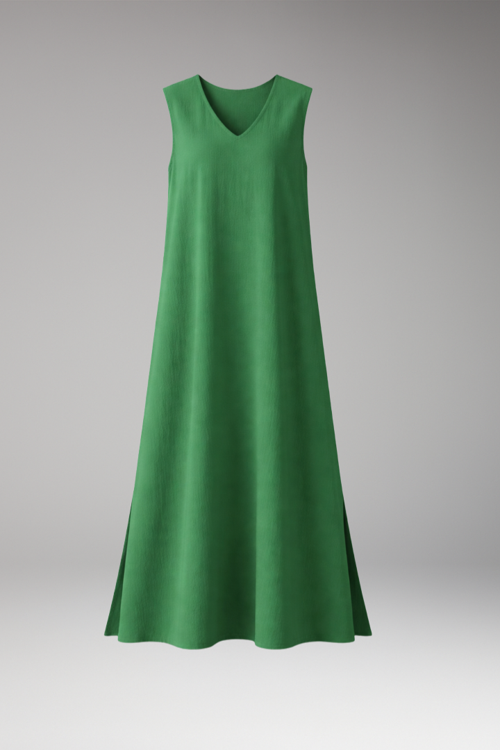 Women's Maxi Dress with Flowing V-Neckline for Summer