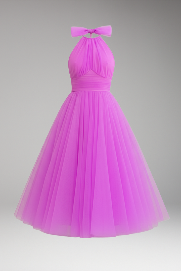 midi tulle dress women Women's with Halter Neck and Skirt 0-6 months:6-12 months 12/10/24 The tulle skirt is Solaya Cut Out Color