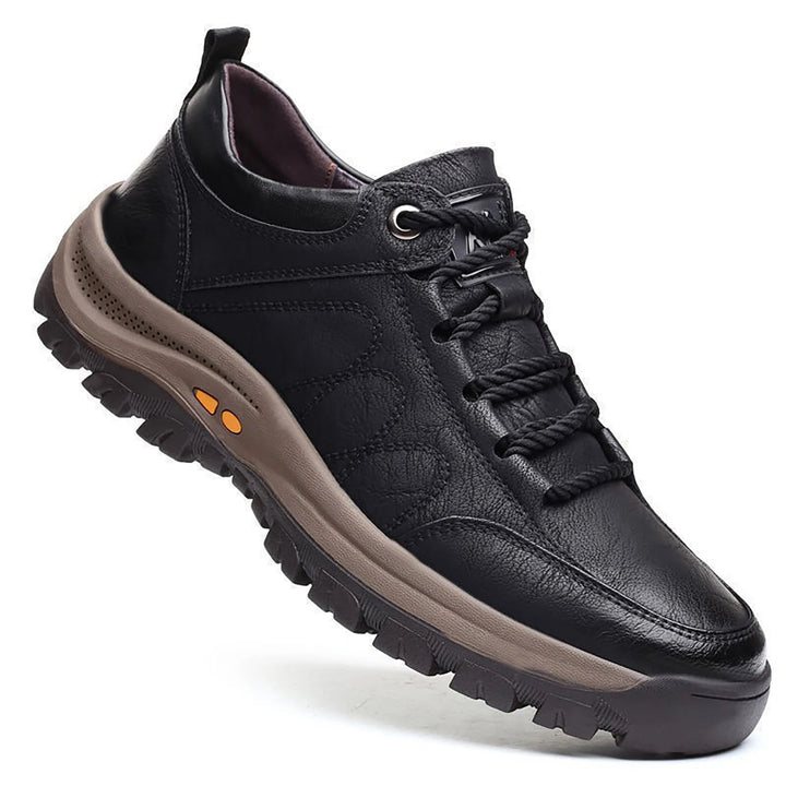 Men's Casual Shoes with Leather Upper and Rubber Sole