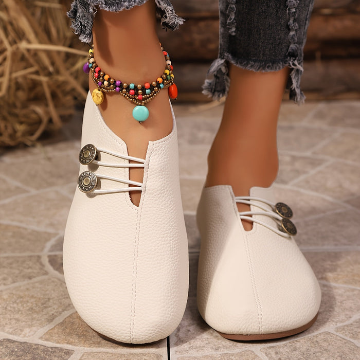 Women's Slip-On Loafers with Button Detail Low Heel
