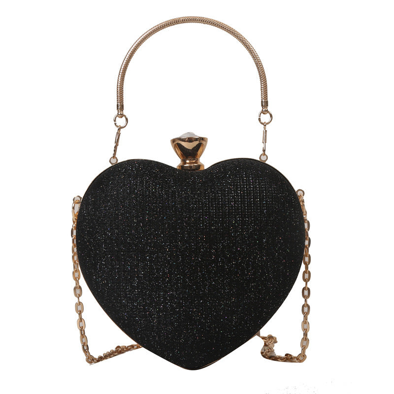 Heart-shaped metallic clutch with chain