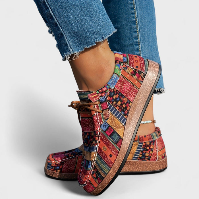 Women's Patchwork Lace-Up Sneakers Lightweight Casual