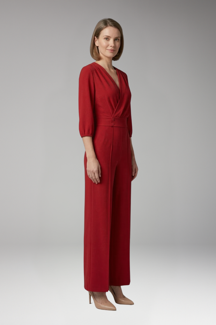 Women's Jumpsuit with Sleeves and Button Waist