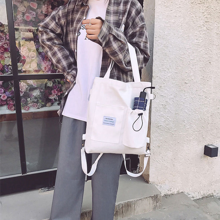 Peyton | Canvas Tote Bag with 3 Ways to Carry and Bottle Pocket