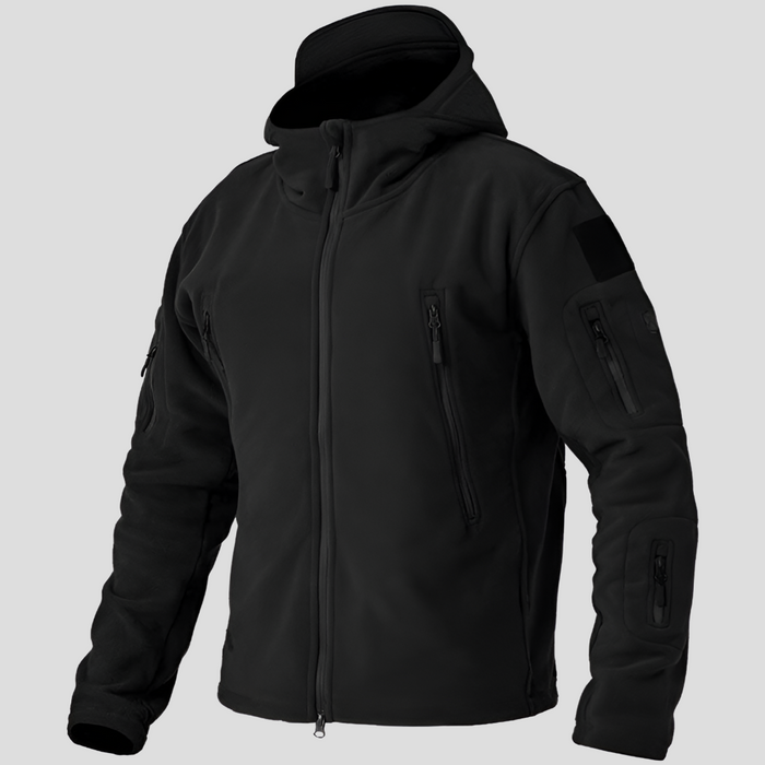 Men's Hooded Fleece Jacket with Multiple Zipper Pockets