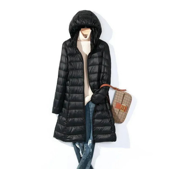 Women's Hooded Long Puffer Coat Quilted Insulated