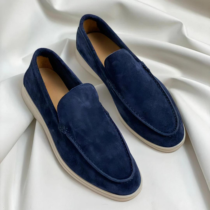 Men's Suede Slip-On Loafers with White Sole