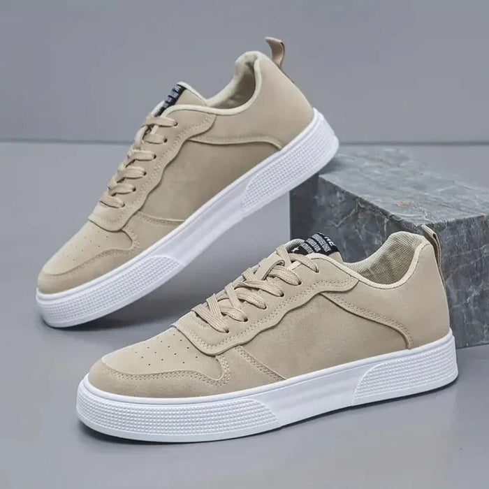 Men's Lace-Up Low-Top Sneakers with White Sole