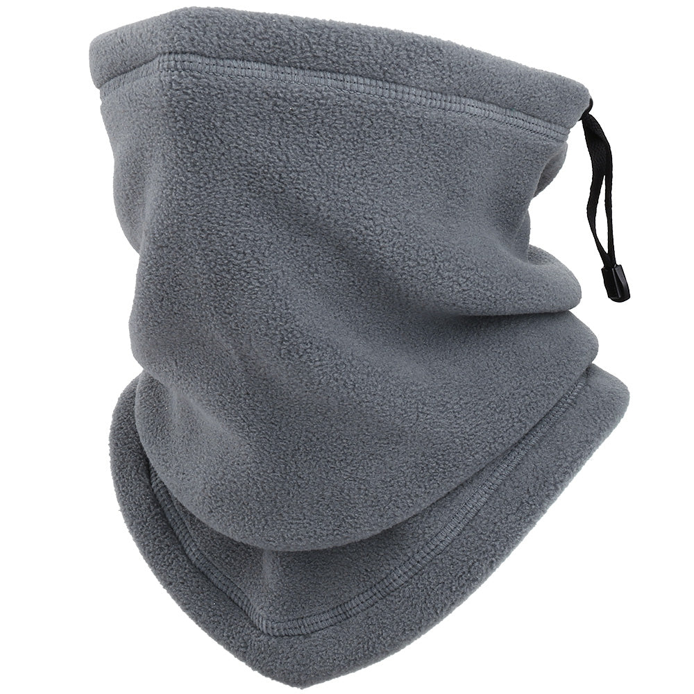 Fleece neck gaiter with drawstring toggle