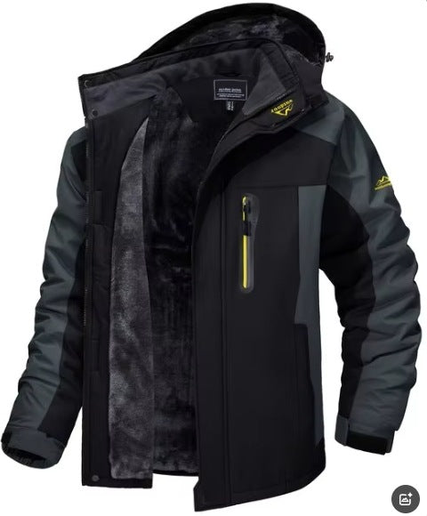 Man in a fleece-lined hooded winter parka