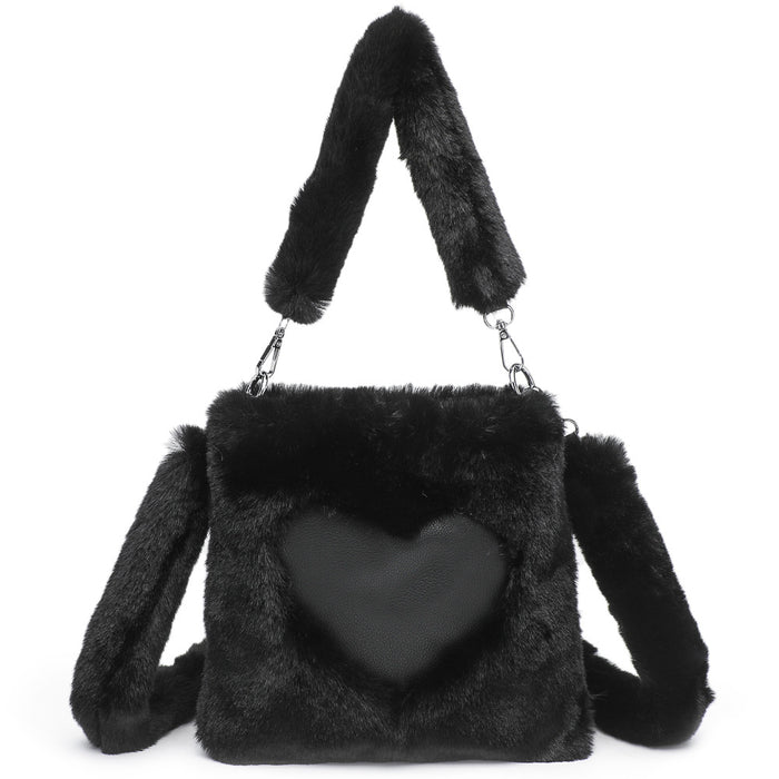 Savannah | Fluffy Heart Shoulder Bag with Bunny Ears