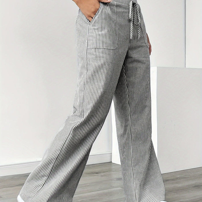 Women's Striped Wide-Leg Pants Relaxed Fit
