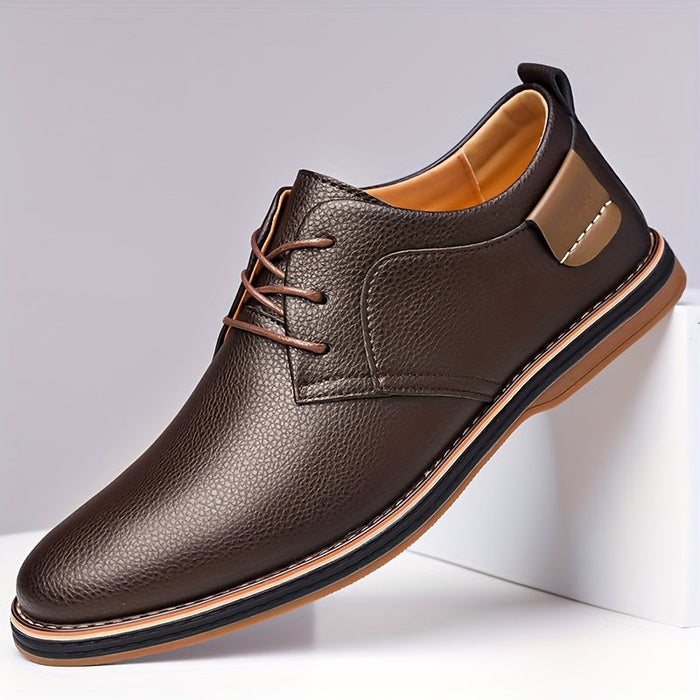 Men's Lace-Up Derby Shoes with Contrast Heel Detail