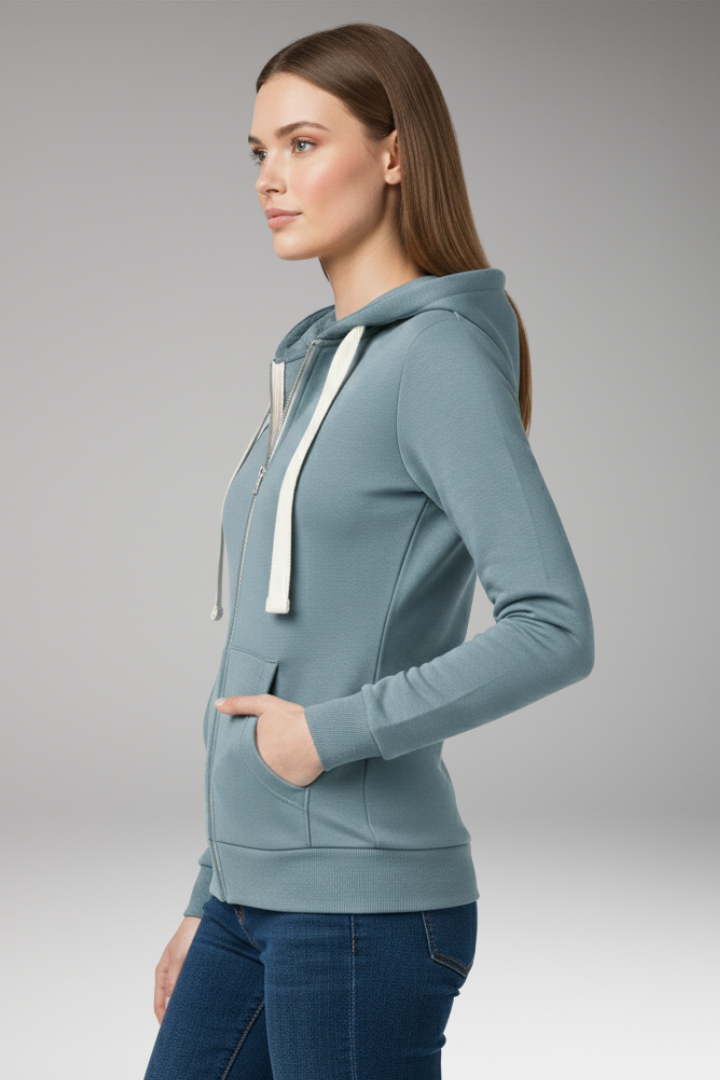 Women's Hoodie with Zipper and Front Pockets