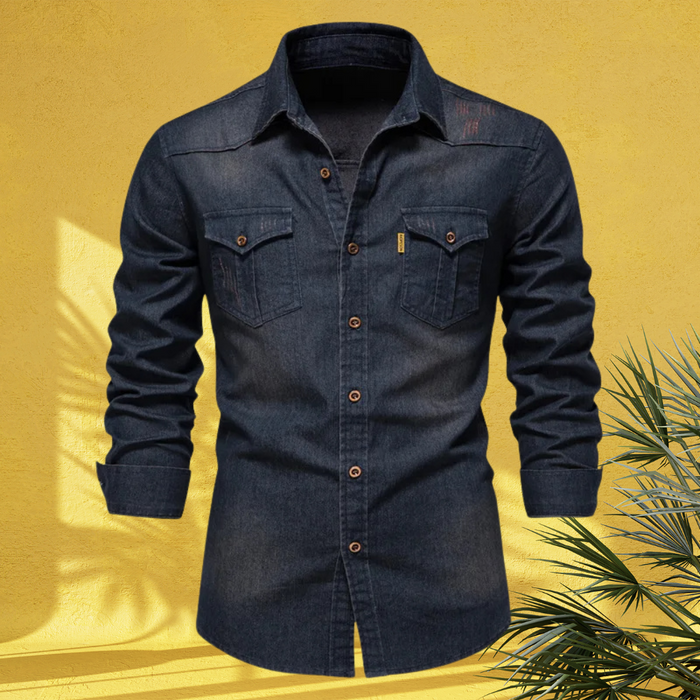 Men's Slim Fit Denim Shirt with Chest Pockets