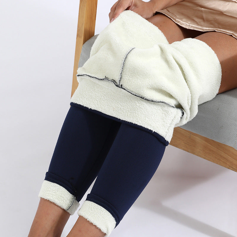 Woman wearing fleece lined leggings