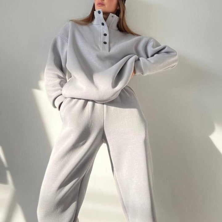 Woman in oversized fleece lounge set