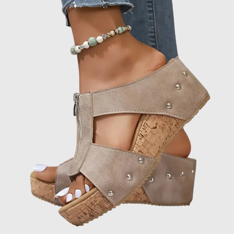 Women's Orthopedic Sandals with Metal Studs and Wedge Soles