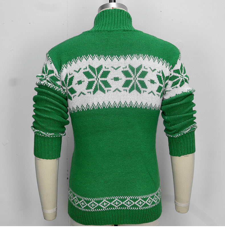 Men's snowflake jacquard Christmas sweater