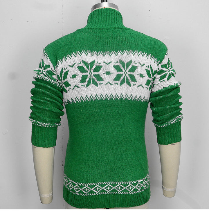 Men's snowflake jacquard Christmas sweater