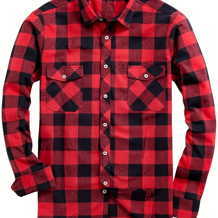 Men's Buffalo Plaid Flannel Shirt with Chest Pockets