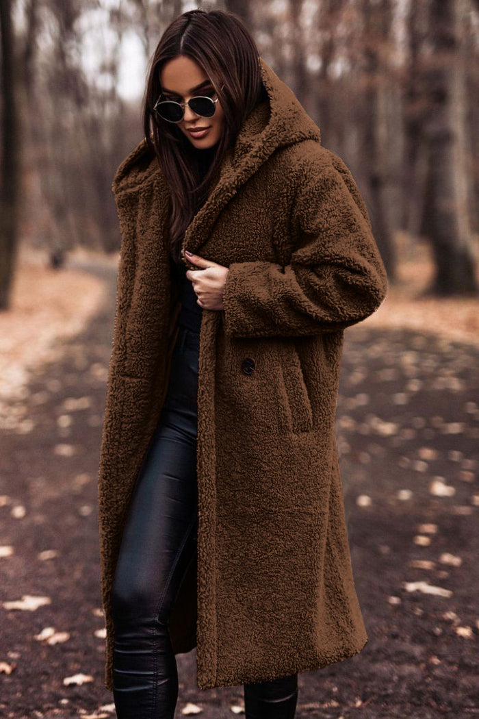 Savannah | Extra Long Hooded Teddy Coat in Soft Plush
