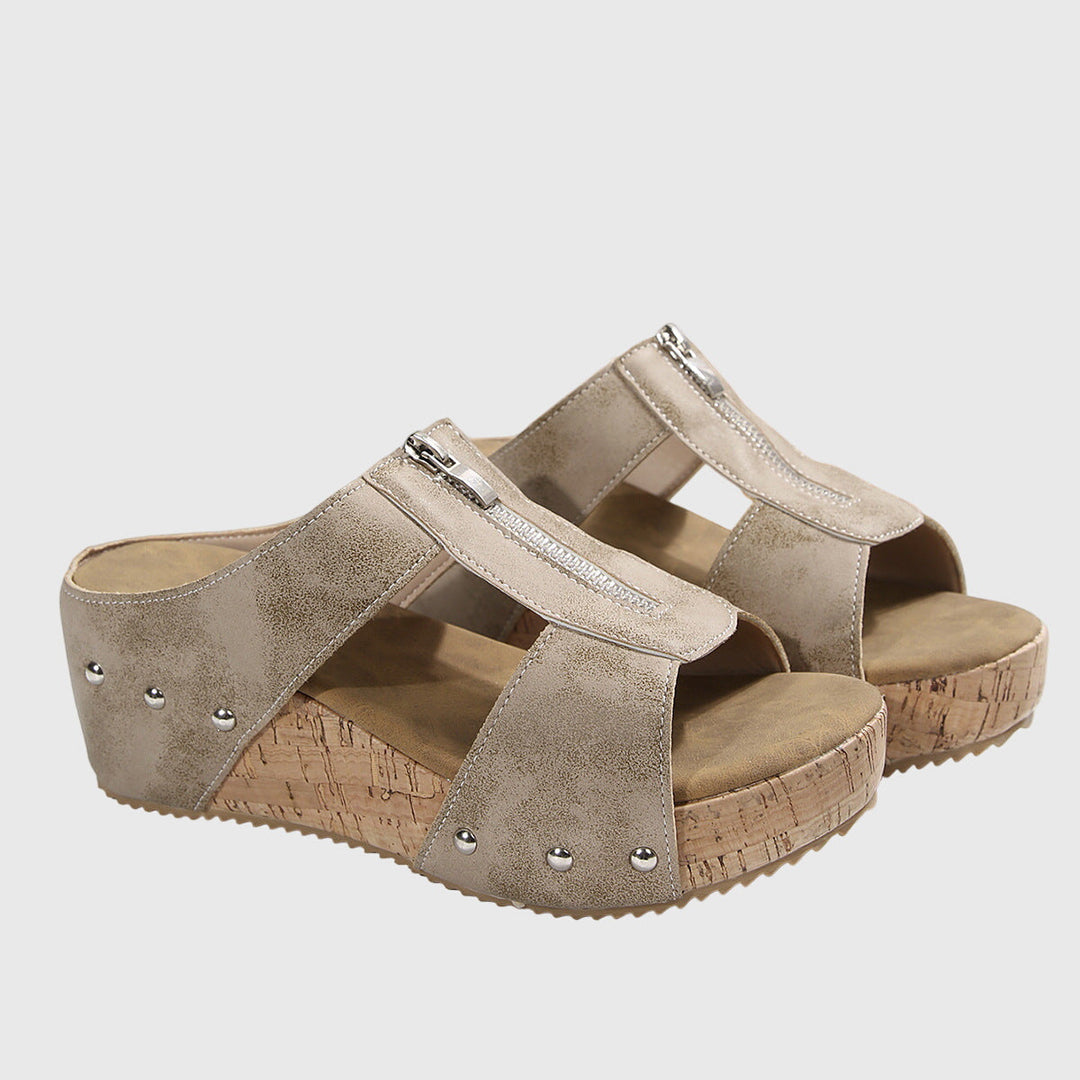 Women's Orthopedic Sandals with Metal Studs and Wedge Soles