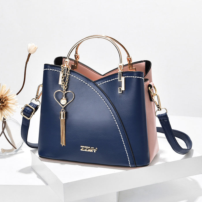 Brooke | Color Block Handbag with Heart Tassel and Crossbody Strap