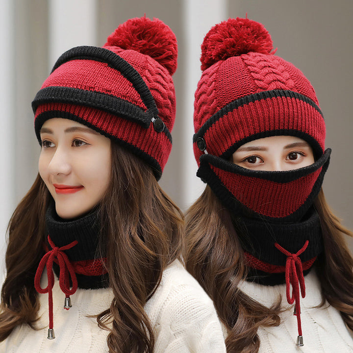 Knit beanie, face mask and neck warmer set