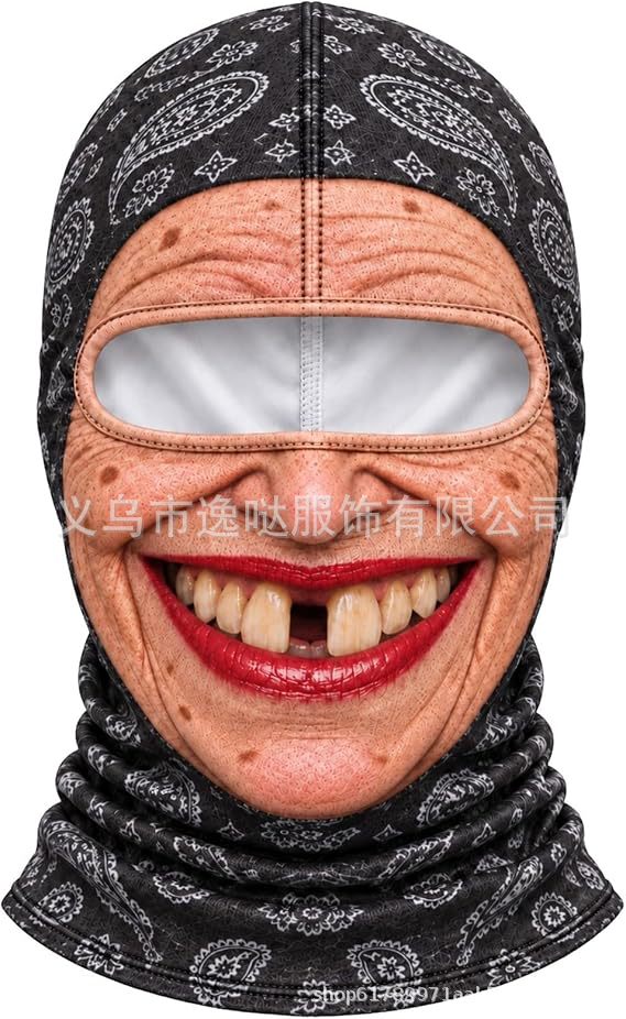Ski mask with realistic funny face print