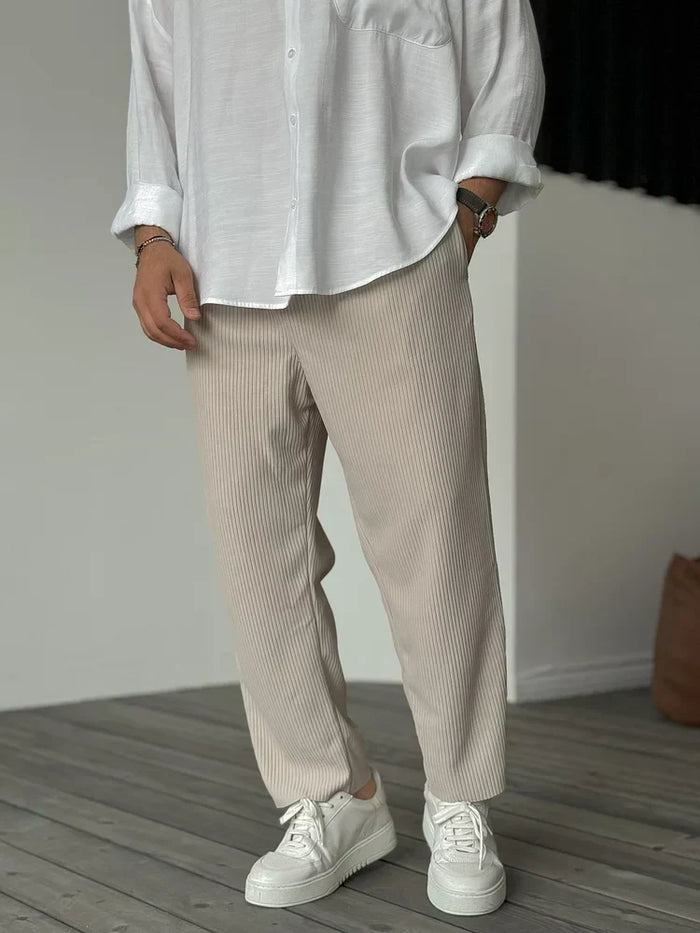 Men's Corduroy Pants Relaxed Fit Casual Elastic Waist