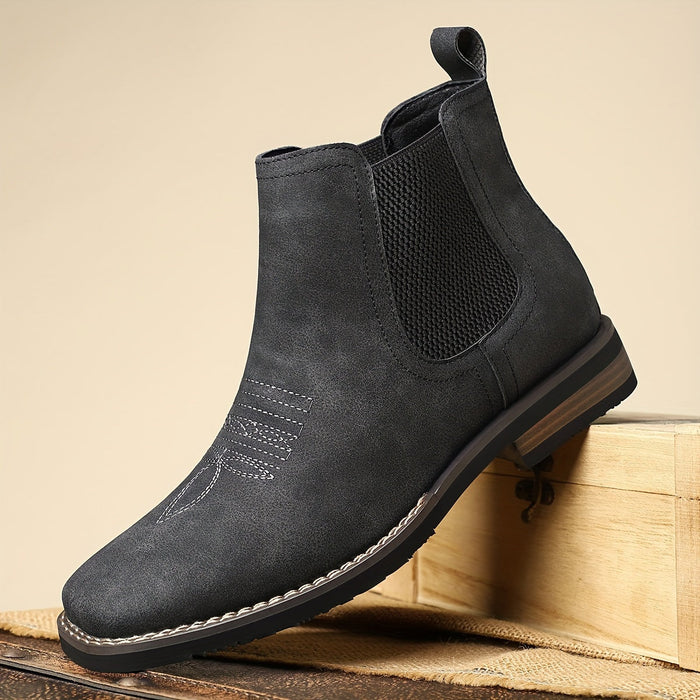Men's Chelsea Boots with Elastic Side Panel and Pull Tab