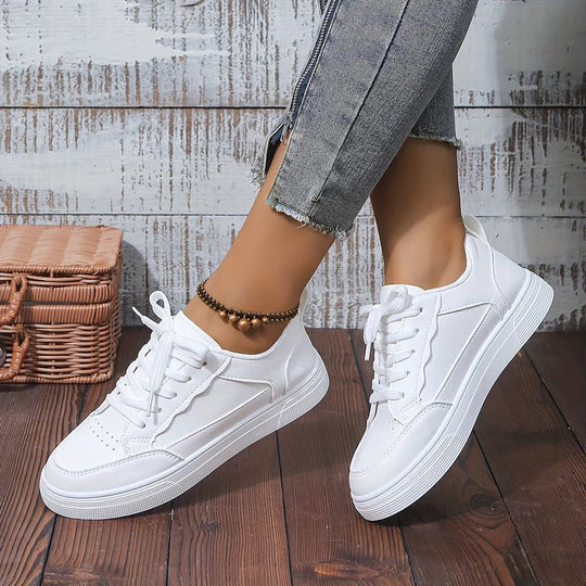 Women's White High-Top Sneakers Lace-Up for Everyday