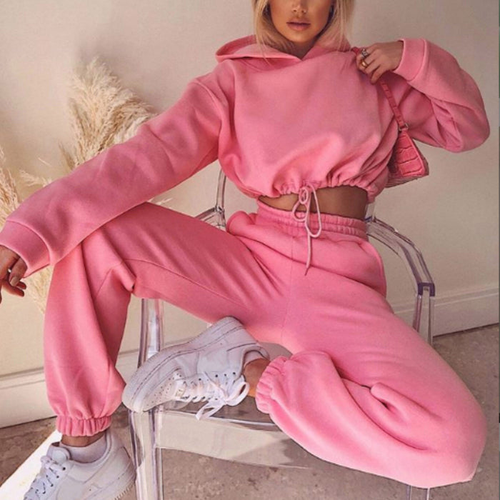 Brooke | Fleece Tracksuit with Cropped Hoodie and Joggers