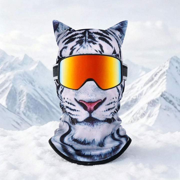 Ski mask with realistic funny face print