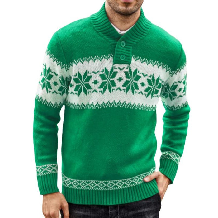 Wyatt | Men's Snowflake Jacquard Christmas Sweater with Shawl Collar