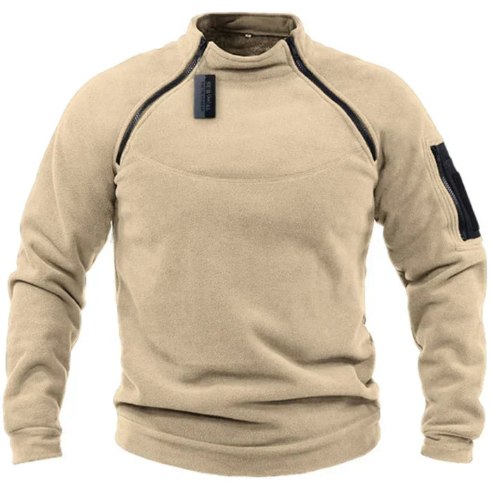 Men's Fleece Pullover with Quarter-Zip and Chest Pocket