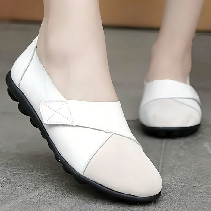 Women's Leather Slip-On Loafers with Crossover Detail