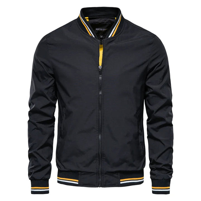 Men's Bomber Jacket Ribbed Collar with Zip Front