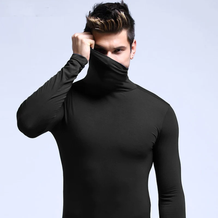 Men's Turtleneck Base Layer Top with Long Sleeves