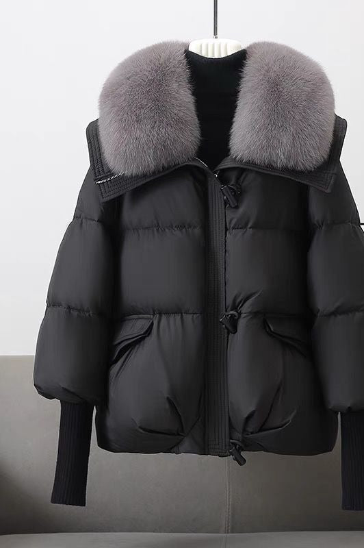 Quinn | Short Puffer Jacket with Big Faux Fur Collar