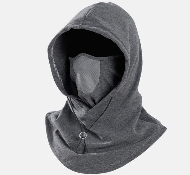 Fleece balaclava hood with mesh panel