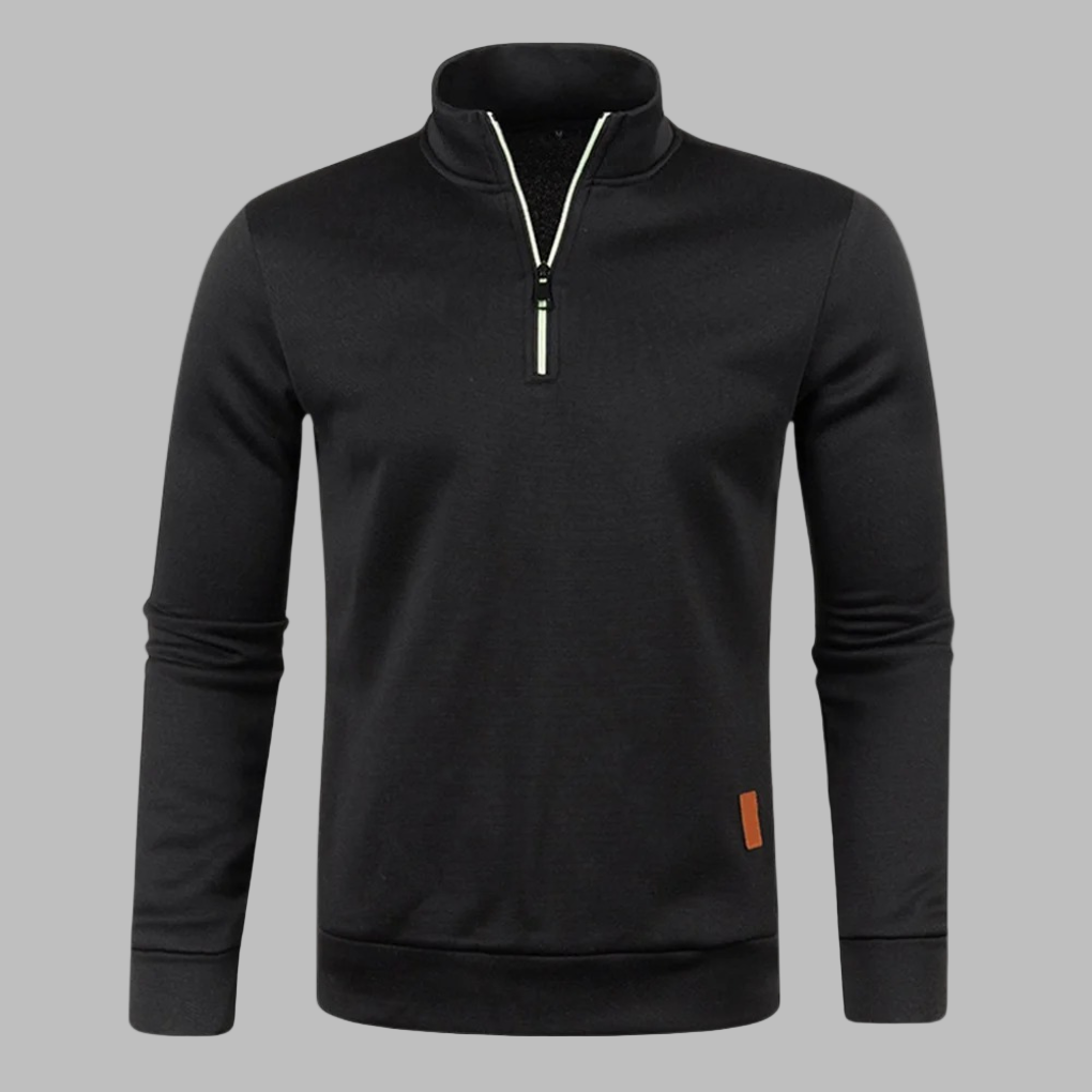 Men's Half-Zip Marled Sweater Long Sleeve Stand Collar