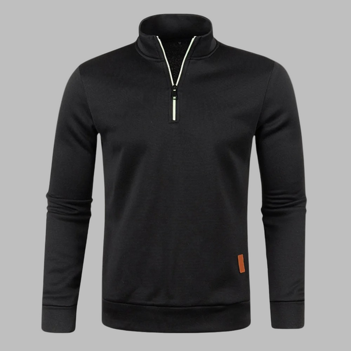 Men's Half-Zip Marled Sweater Long Sleeve Stand Collar