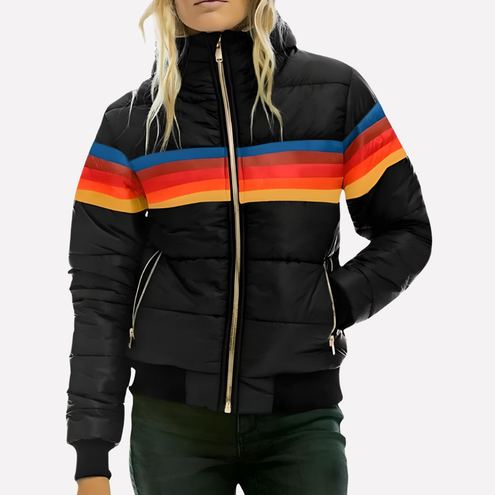 Women's Colorblock Quilted Puffer Jacket with Hood