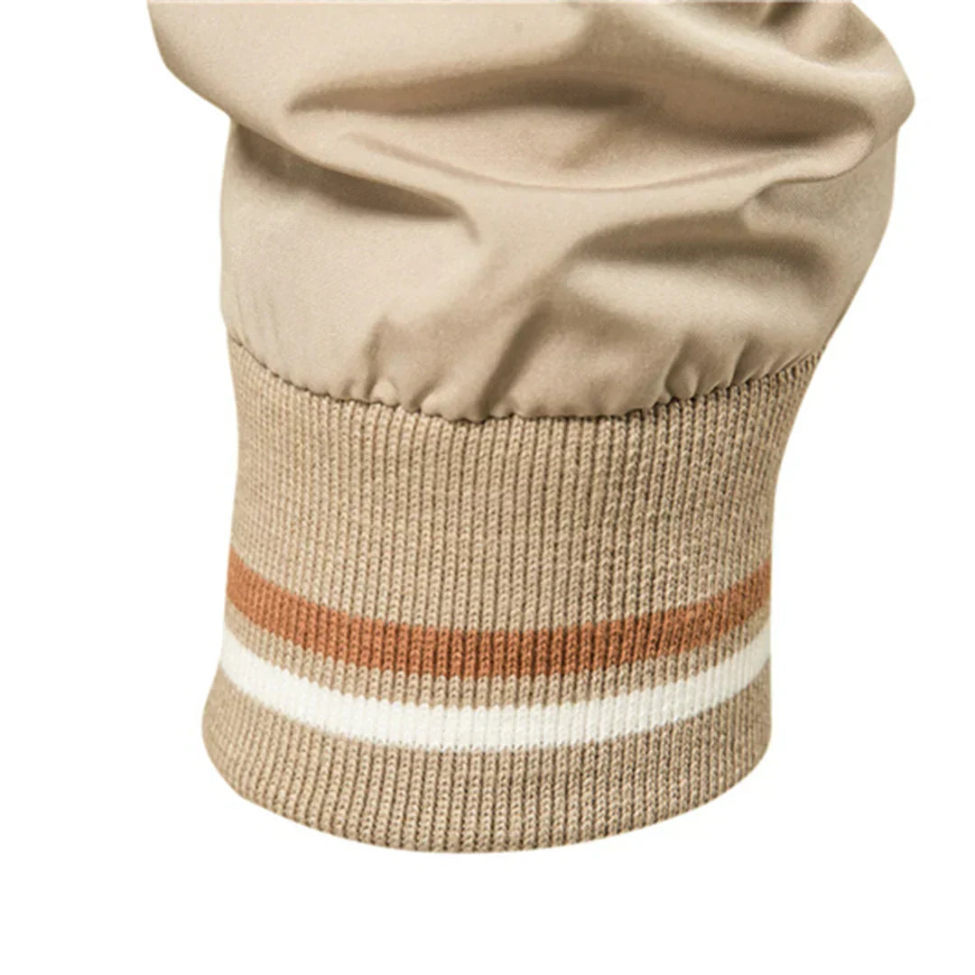 Men's Bomber Jacket Ribbed Collar with Zip Front