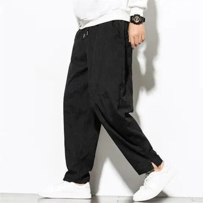 Men's Wide Leg Pants Elastic Waist Vintage Casual