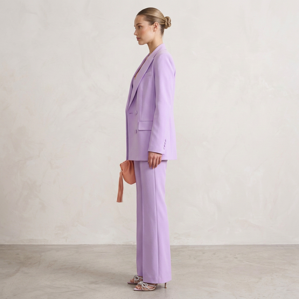 Women's Three-Piece Suit Set with Blazer Corset Top and Flared Trousers