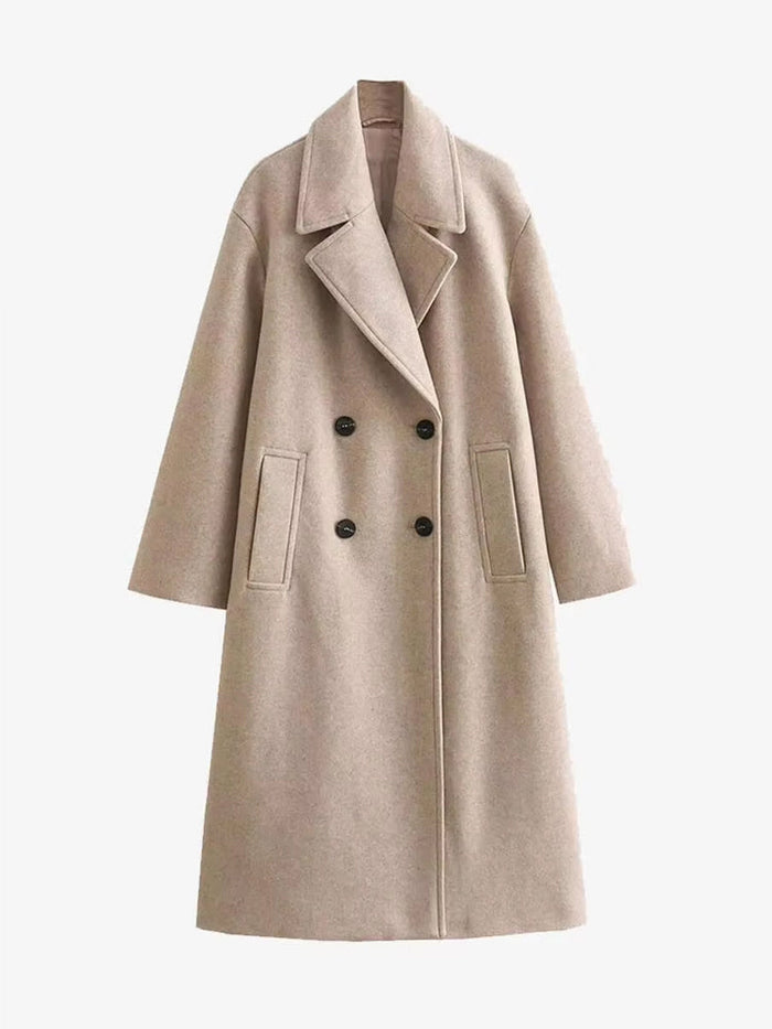 Women's Wide Lapel Long Trench Coat for Everyday Wear