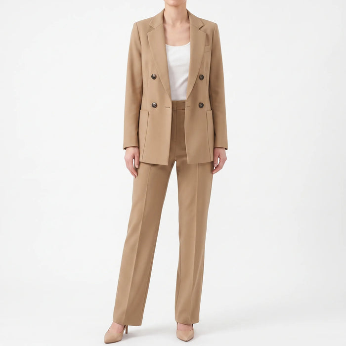 Women's Double-Breasted Pant Suit with Notch Lapel